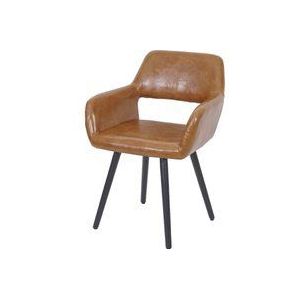 HHG - Esszimmerstuhl 428 ii, Stuhl Küchenstuhl, Retro 50er Jahre Design Kunstleder, Wildlederimitat, dunkle Beine