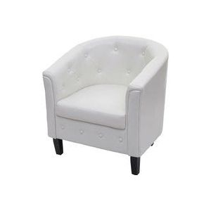 HHG - Sessel Stafford T810, Loungesessel Clubsessel, Chesterfield-Look, Kunstleder Weiß