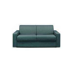 Vente-unique - Schlafsofa mit Matratze 3-Sitzer Stoff - Blau - Liegefläche mit Lattenrost: 140 cm - Matratzenhöhe: 16 cm mit Memory Schaum - calito