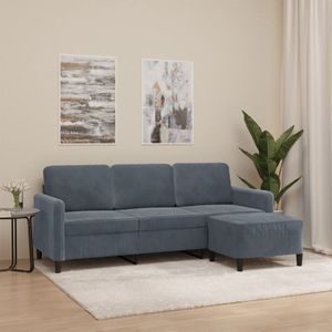 Torana - 3-Sitzer-Sofa mit Hocker Dunkelgrau 180 cm Samt