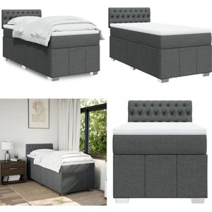 Vidaxl - Boxspringbett mit Matratze Dunkelgrau 100x200 cm Stoff
