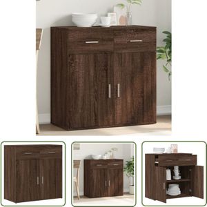 Sideboard Braun Eichen-Optik 79x38x80 cm Holzwerkstoff - Sideboard - Wohnzimmermöbel - Holzmöbel - Eiche Optik - Regal - The Living Store