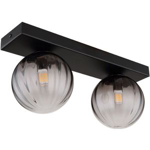 Deckenleuchte Wohnzimmerlampe Deckenlampe Glas Rauchfarbe b 35 cm 2-Flammig