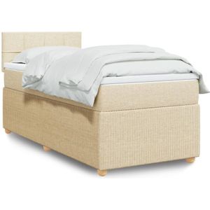 Boxspringbett mit Matratze Creme 80x200 cm Stoff