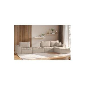 Ecksofa Modulsofa 4-teilig SANDE XL Stoff Alpine Toffee Ottomane Rechts
