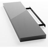 Wandregal Freischwebend inkl. Halterung mdf 15kg Tragkraft 3,8cm Stärke Wand Flur Board Regal Bücherregal Hängeregal Küchenregal 90cm Hochglanz grau