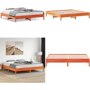 Massivholzbett ohne Matratze Wachsbraun 200x200 Kiefernholz - Holzbett - Kiefernholzbett - Doppelbett - Boxspringbett - Bettrahmen - Home & Living