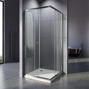 Duschkabine 75x75x185cm Eckeinstieg, Duschabtrennung Doppel Schiebetür Echtglas Duschtür Duschkabine Schiebetür Höhe 185cm