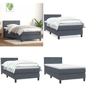 Vidaxl - Boxspringbett mit Matratze Dunkelgrau 90x210 cm Samt