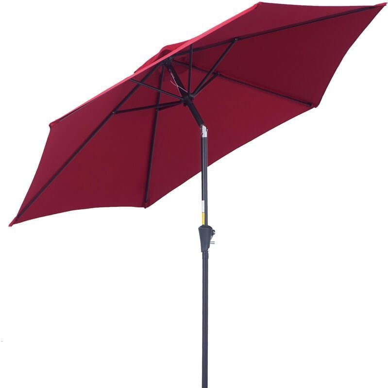 Knickschirm Sonnenschirm Gartenschirm Marktschirm mit Handkurbel Alu 180/㎡ Polyester Rot ∅2,6 x 2,35 m - Outsunny