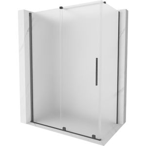 Mexen Velar Duschkabine Schiebetür 140 x 85 cm, gefrostet, gebürstetes Gun Gray - 871-140-085-31-66