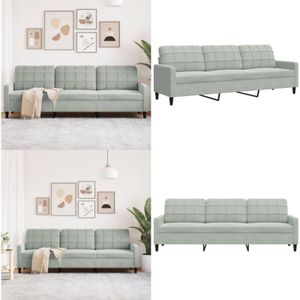 Vidaxl - 3-Sitzer-Sofa Hellgrau 210 cm Samt