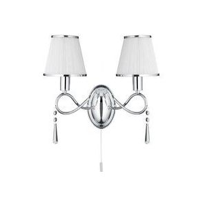 Searchlight Simplicity - 2 Licht Innenkerze Wandleuchte Chrom, Kristall mit Schattierungen, E14