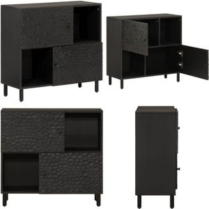 Vidaxl - Beistellschrank Schwarz 80x33x75 cm Massivholz Mango - Sideboard - Wohnzimmermöbel - Holzmöbel - Mangoholz - Schwarz - Home & Living