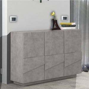 Dmora - Eingangsmöbel mit 3 Türen und Innenregalen, Made in Italy, Moderne Eingangshalle, Sideboard für Atrium, 121x38h86 cm, Farbe Schiefergrau