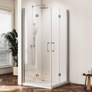 Boromal - Duschkabine 80 x 90 cm Eckeinstieg Falttür Beide Seiten Faltbar 180º Duschabtrennung Drehfalttür Dusche aus 5 mm Starkem
