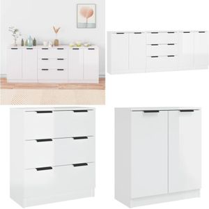 3-tlg. Sideboard-Set Hochglanz-Weiß Holzwerkstoff - Sideboard - Wohnzimmermöbel - Holzwerkstoff - Weißes Sideboard - Regal - Home & Living