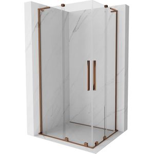 Mexen - Velar l Duo Duschkabine Schiebetür 90 x 80 cm, transparent, Roségold - 871-090-080-02-03-60
