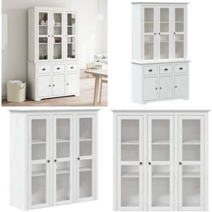 Vidaxl - Highboard bodo Weiß 115,5x43x200,5 cm Massivholz Kiefer - Hochschrank - Sideboard - Vitrine - Wohnzimmermöbel - Französischer Stil - Home &