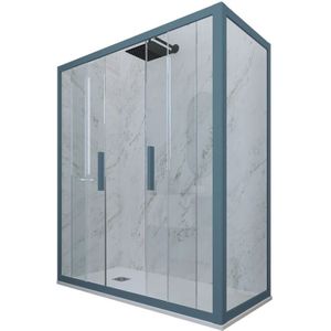 Eck-Duschkabine in pvc 75x170 Klarglas Marineblau Glam Duo