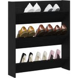 Vidaxl - Schuhschrank Schwarz Eiche 80x18x90 cm Holzwerkstoff