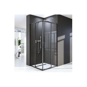 Boromal - Duschkabine Schiebetür 75 x 90 185 Höhe Schwarz Duschwand Eckeinstieg Duschabtrennung Dusche 6mm esg Glas