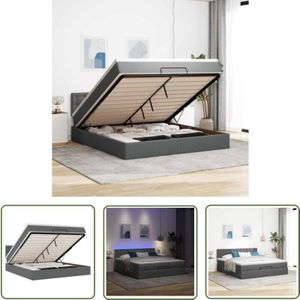 VidaXL Ottomane Bett mit Matratze & LEDs Dunkelgrau 180x200 cm Stoff