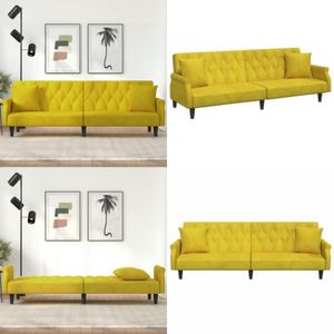 Vidaxl - Schlafsofa mit Armlehnen Gelb Samt - Samtsofa - Schlafsofa - Gästebett - Wohnzimmersofa - Sofa Mit Liegefunktion - Home & Living