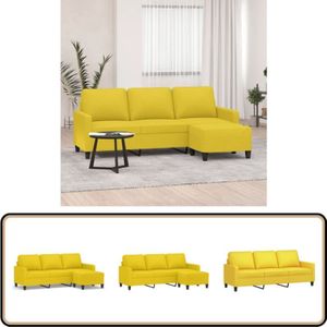 Vidaxl - 3-Sitzer-Sofa mit Hocker Hellgelb 180 cm Stoff - 3-Sitzer-Sofa - Sofa - Couches - Polstersofa - Wohnzimmermöbel