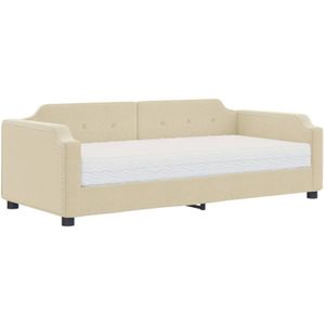 Vidaxl - Tagesbett mit Matratze Creme 100x200 cm Stoff