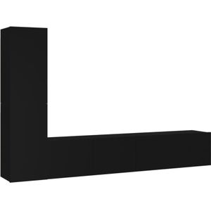 4-tlg. TV-Schrank-Set Schwarz Holzwerkstoff vidaXL
