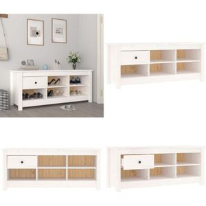 Schuhschrank Weiß 110x38x45,5 cm Massivholz Kiefer - Holz Schrank - Schuhregal - Kiefernholzmöbel - Garderobe - Einbauschrank - Home & Living