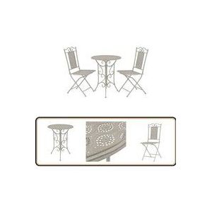 3-tlg. Bistro-Set Stahl Grau - Vintage Bistroset - Gartenmöbel Set - Esstisch - Klappstühle - Outdoor Möbel