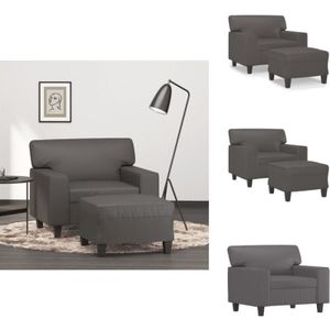 Vidaxl - Sessel mit Hocker Grau 60 cm Kunstleder - Sofa - Sessel - Lounge Chair - Beistelltisch - Wohnzimmer Dekoration
