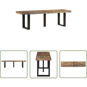 The Living Store - Bank 160 cm Massives Altholz und Stahl - Holzbank - Industrielle Bank - Vintage Bank - Altholzbänkchen - Wohnzimmersitzplatz