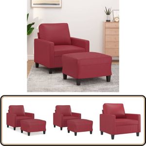 Vidaxl - Sessel mit Hocker Weinrot 60 cm Kunstleder - Sofa - Sessel - Lounge Chair - Beistelltisch - Wohnzimmer Dekoration