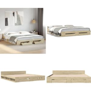Vidaxl - Bettgestell mit Schubladen Sonoma-Eiche 180x200cm Holzwerkstoff - Bettsofa - Doppelbett - Boxspringbetten - Holzrahmen - Eiche Möbel - Home