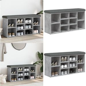 Vidaxl - Schuhbank Betongrau 102x32x50 cm Holzwerkstoff - Schuhbank - Flurbank - Garderobe - Einbaubank - Beistelltisch - Home & Living