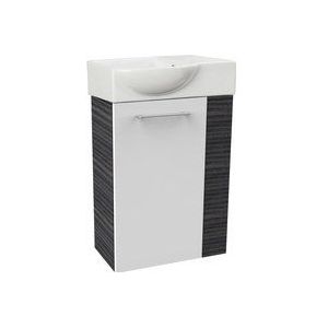 Fackelmann B. PERFEKT SBC Gäste-WC Set 2 Teile – Waschtischunterschrank in Weiß mit Holz Anthrazit mit Waschbecken aus Keramik –