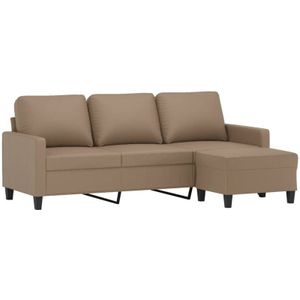 Vidaxl - 3-Sitzer-Sofa mit Hocker Cappuccino-Braun 180 cm Kunstleder