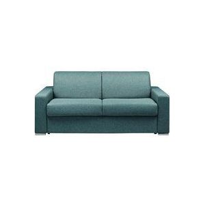 Vente-unique - Schlafsofa mit Matratze 3-Sitzer Stoff - Blau - Liegfläche mit Lattenrost: 140 cm - Matratzenhöhe: 18 cm mit Memory Schaum - calito