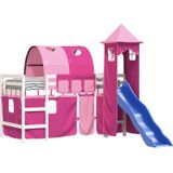 Vidaxl - Kinderhochbett mit Turm Rosa 90x200 cm Massivholz Kiefer