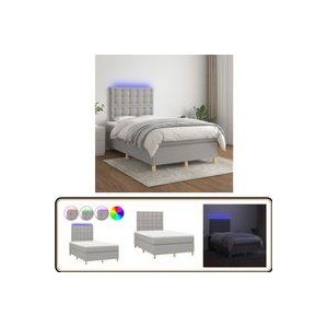 Vidaxl - Boxspringbett mit Matratze & led Hellgrau 120x200 cm Stoff - Boxspringbett - Betten - Schlafräume - Doppelbett - Massivholzmöbel