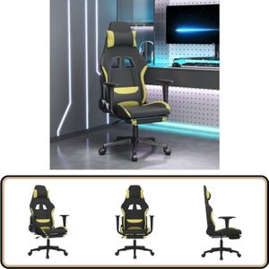 Vidaxl - Gaming-Stuhl mit Fußstütze Schwarz und Hellgrün Stoff - Gaming Stuhl - Gamer Chair - Bürostuhll - pc Stuhl - Ergonomischer Stuhl