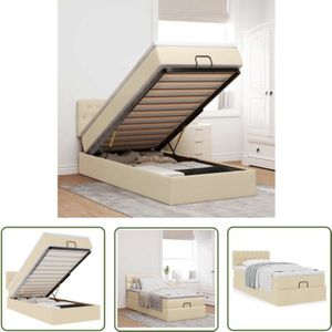 VidaXL Ottoman-Bett mit Matratze Creme 90x200 cm Stoff