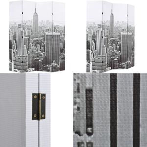 Raumteiler klappbar 160 x 170 cm New York bei Tag Schwarz-Weiß - Raumteiler - Klappbarer Raumteiler - Paravent - Dekorationsartikel - Wohnaccessoires