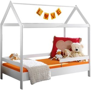 Meublorama - Kinderbett im Hüttenstil 80x160, Kollektion mogwai, Farbe Weiß.