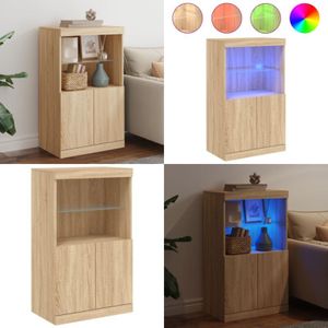 Vidaxl - Sideboard mit LED-Leuchten Sonoma-Eiche 60,5x37x100 cm - Schreibtisch - Wohnzimmermöbel - Sideboard - Holz Sideboard - Eichefarben - Home &
