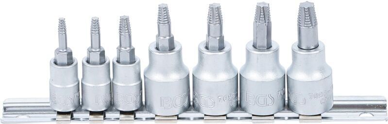 Schraubenausdreher-Bit-Einsatz-Satz Antrieb Innenvierkant 6,3 mm (1/4") / 10 mm (3/8") für defektes T-Profil (für Torx) T10 - T40 7-tlg.