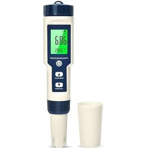 Pious pH-Messgerät für Wasser, pH/TDS/EC/Salzgehalt/Thermometer 5 in 1 mit LCD-Display, pH-Messgerät, hohe Empfindlichkeit, automatische